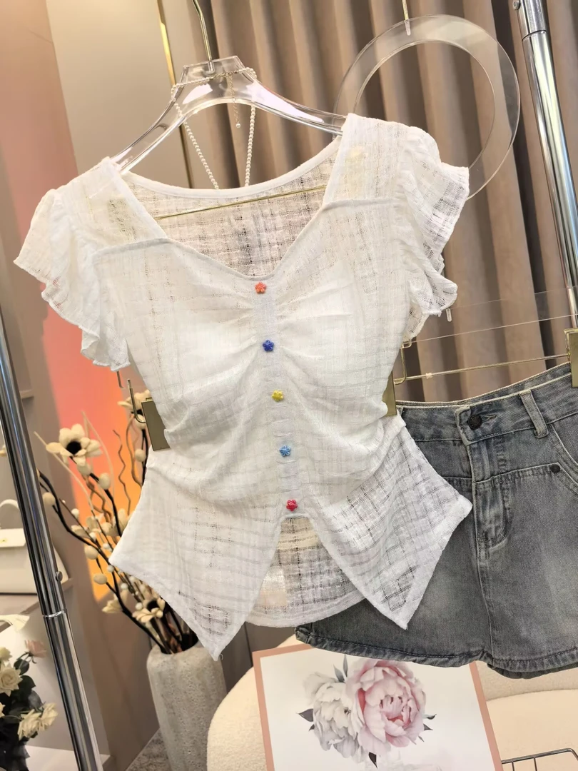 【A9997墨丽】2025修身显瘦百搭长袖防晒纯欲上衣+吊带两件套