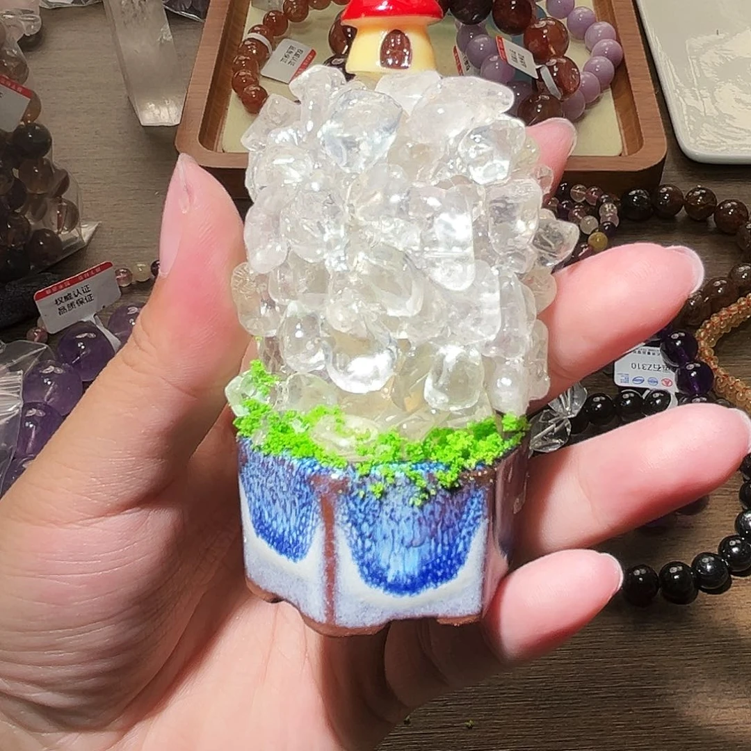 水晶手链未镶嵌白水晶蘑菇屋