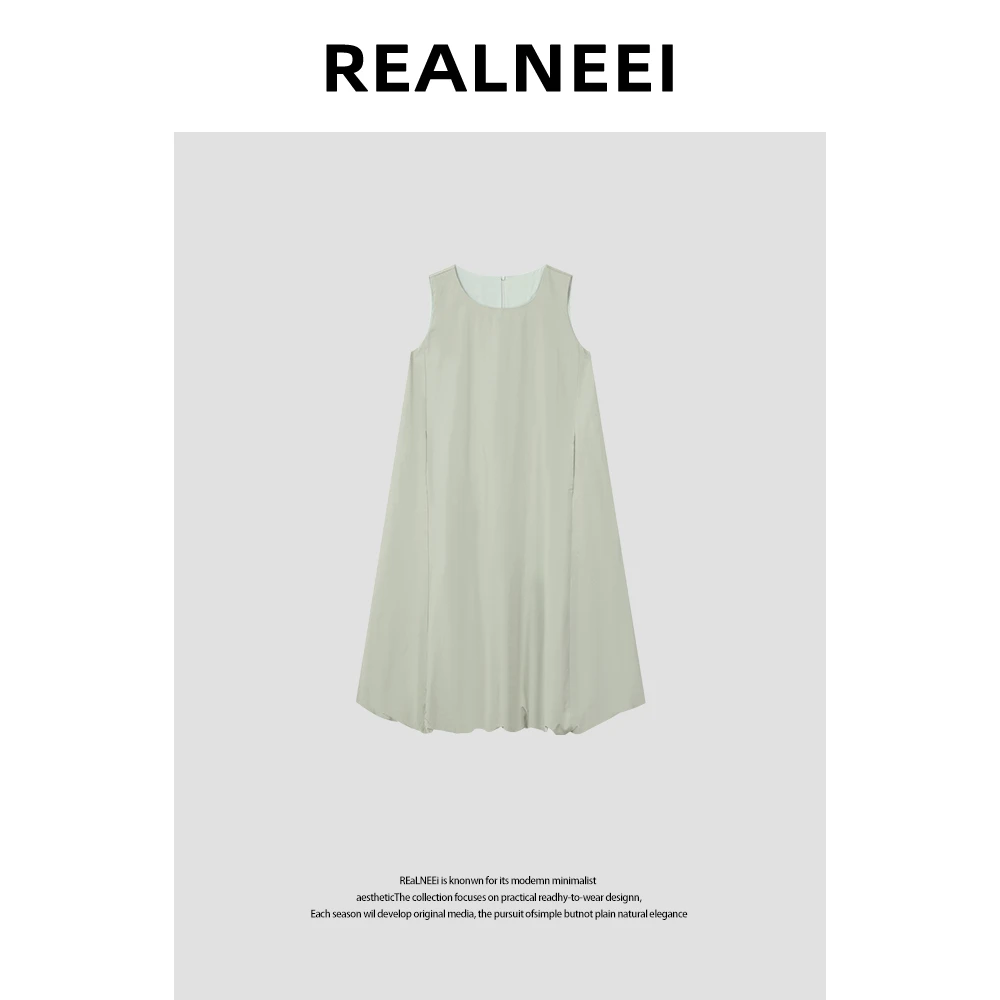 【浮生序梦】“T丝裙”极简设计拼接无袖花苞大裙摆背心连衣裙210681