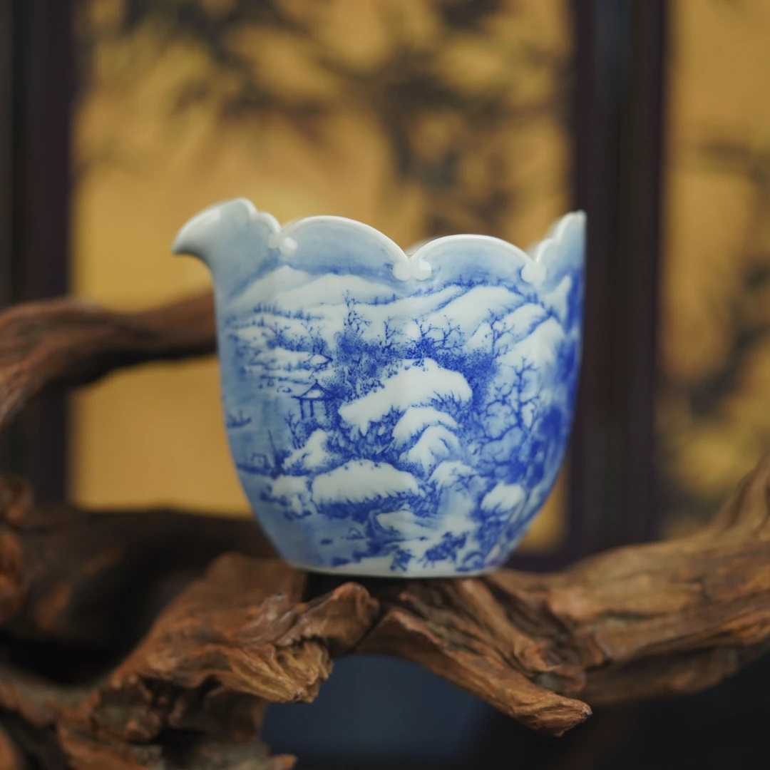 云山片玉溪山雪韵八方公道杯景德镇陶瓷高端茶具