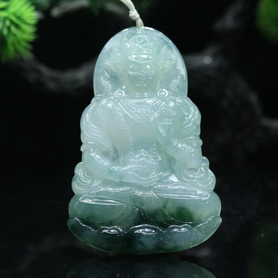 FC16天然缅甸翡翠A货飘蓝花度母/300563/保利厦门拍卖
