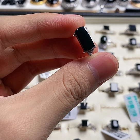 R****翡翠银S925镶嵌戒指缅甸天然a货墨翠