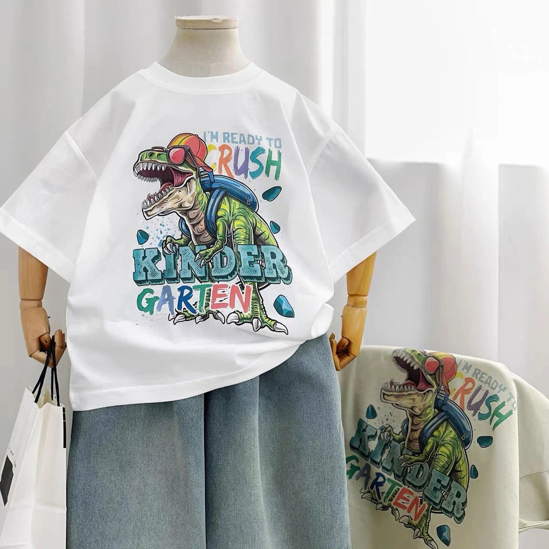 【100%纯棉】男童短袖t恤2025新款上衣夏季纯棉中大童夏款洋气半袖