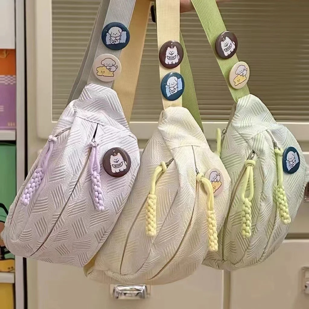 时尚百搭胸包斜挎包格子耐磨涤纶网红百搭挎包韩版肩包森系书包