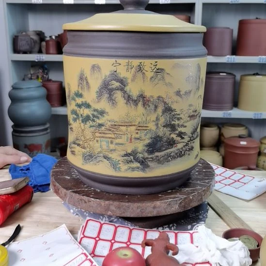 紫砂茶叶罐正品处理七饼宝塔宁静致远9961