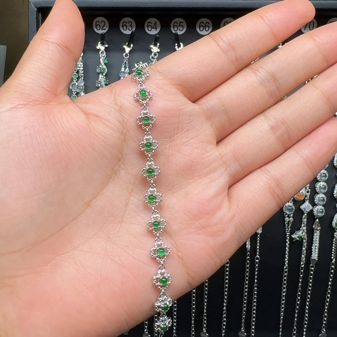 翡翠银S925镶嵌手链