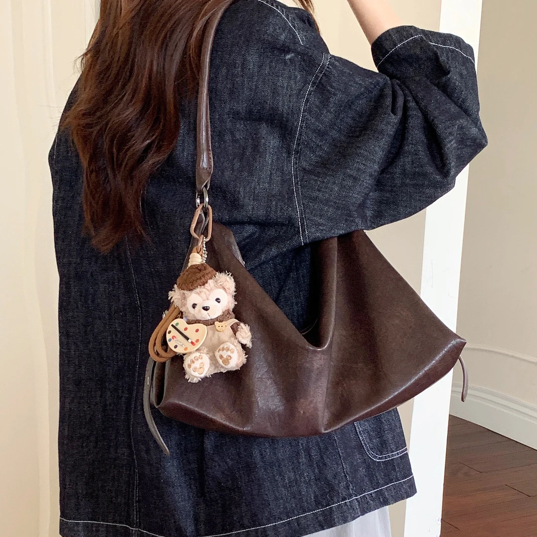 竹笋喵喵 韩版复古轻奢托特包女2025新秋冬松弛感百搭质感斜挎包