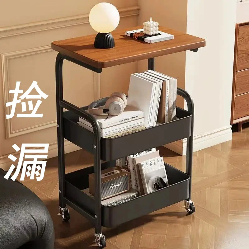 可移动茶几零食小推车中古风客厅沙发边几边桌迷你床头置物架桌子