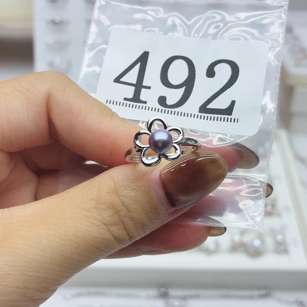 请***花淡水珍珠银S925镶嵌珠宝奇石492