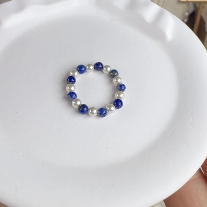 仿珍珠合金施家珍珠弹力绳戒指