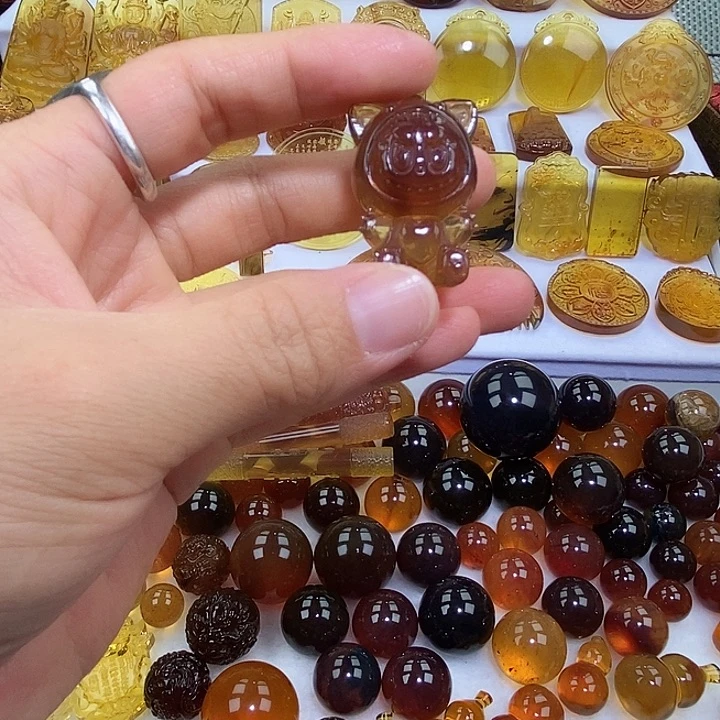 琥珀未镶嵌吊坠(不含链)天然缅甸琥珀金棕拉布布