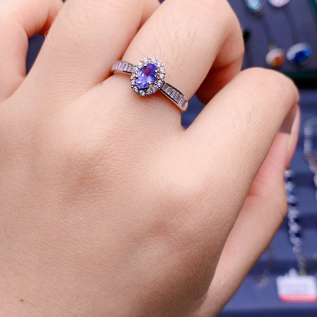 坦桑石戒指银S925镶嵌