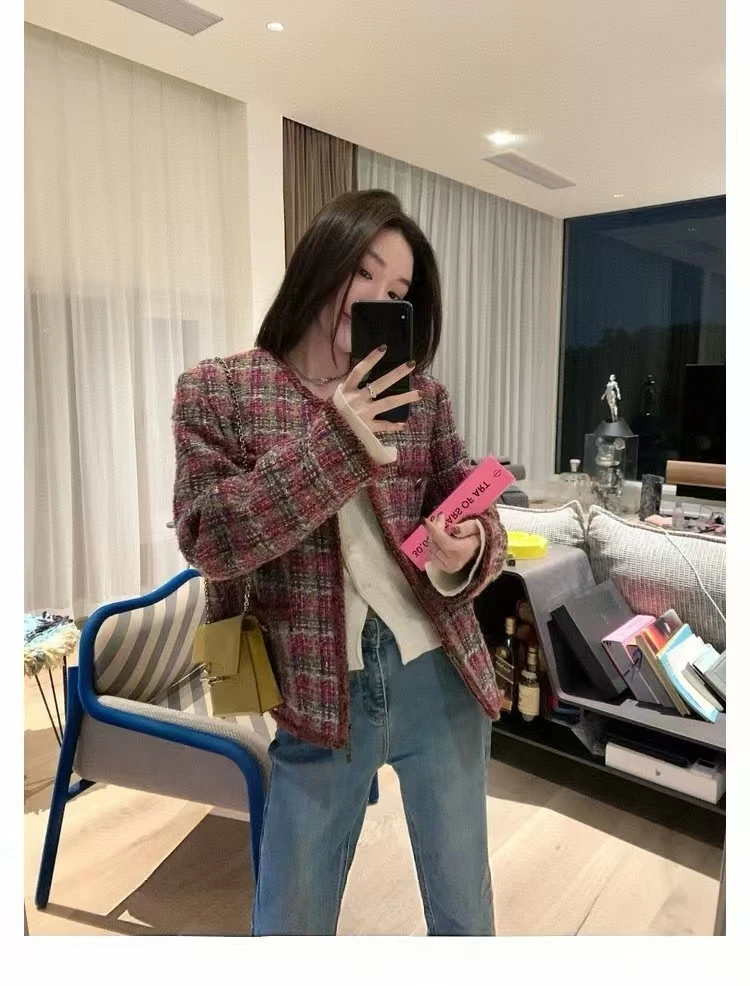 【嘉鹅专属】复古拉链小香外套小香风气质针织短款时尚休闲百搭编织