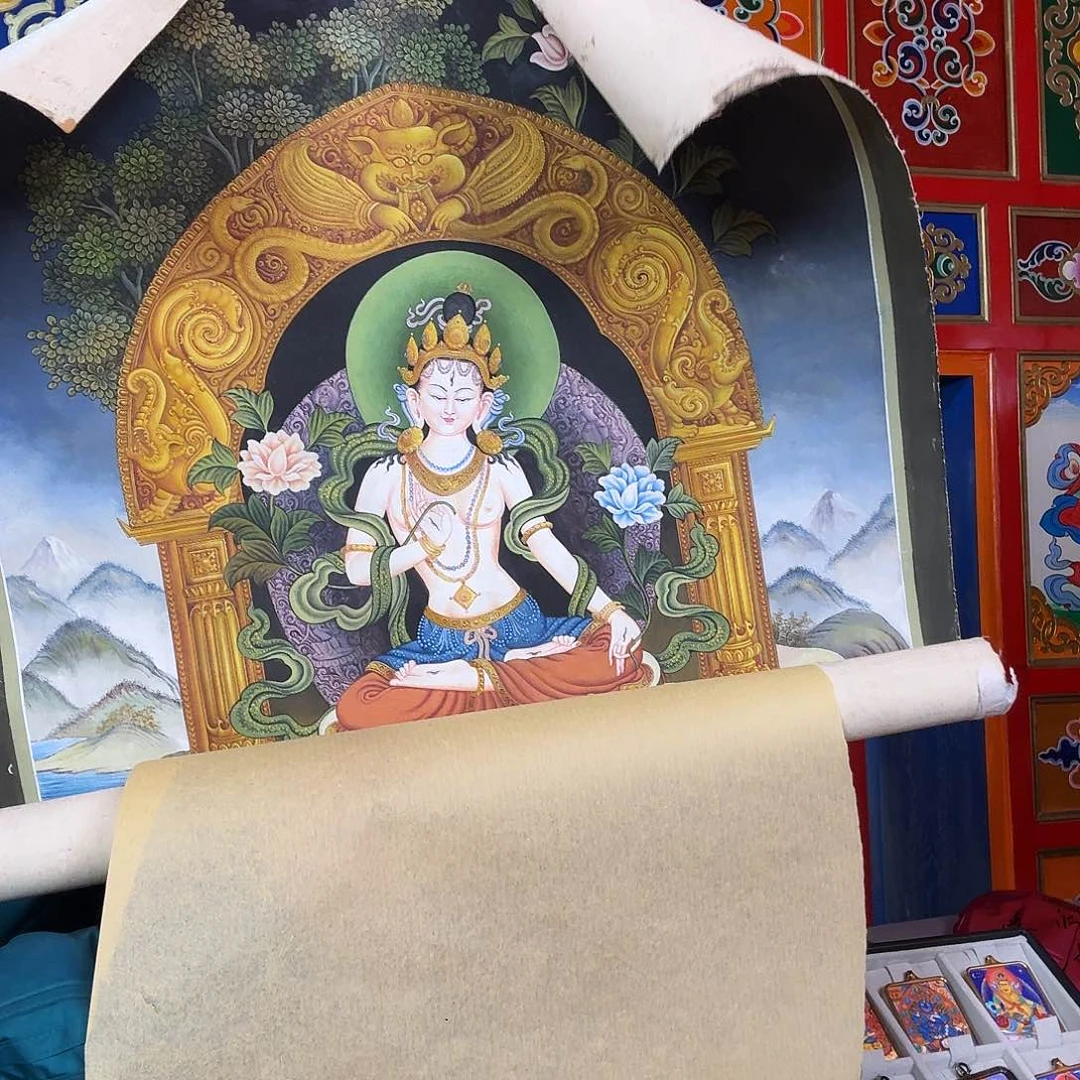 吊坠牛压力白度母唐卡纯手绘