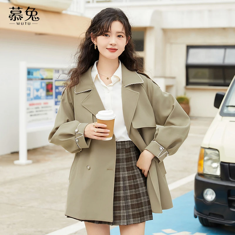 慕兔小个子风衣外套女春季2025新款今年流行高级感西装中长款大衣