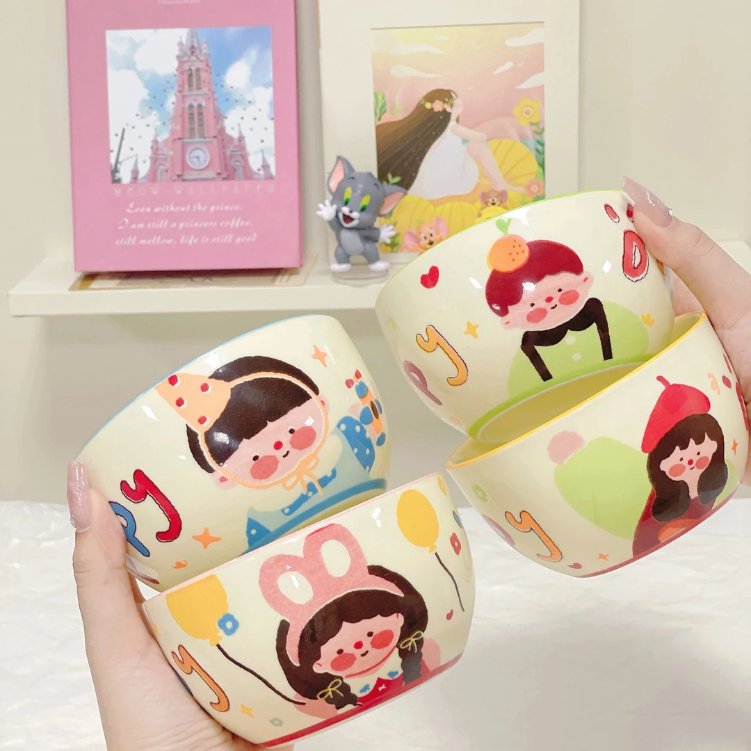 【家有儿女】陶瓷吃饭碗家用米饭碗可爱亲子餐具个人专用米饭碗餐碗