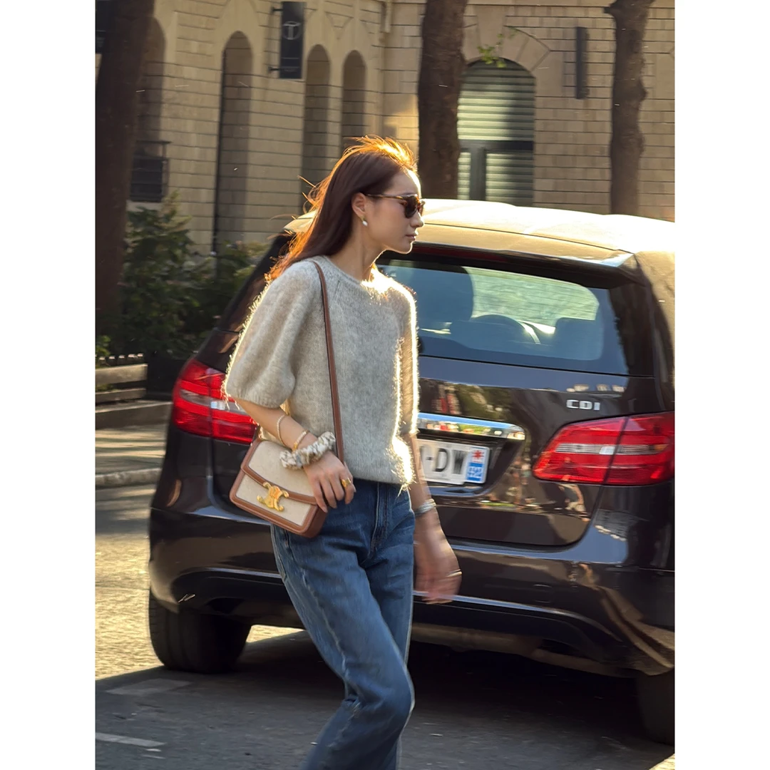 KEEP KAPU靠谱【黎明恋人】羊驼羊毛混纺泡泡袖针织上衣KP253178