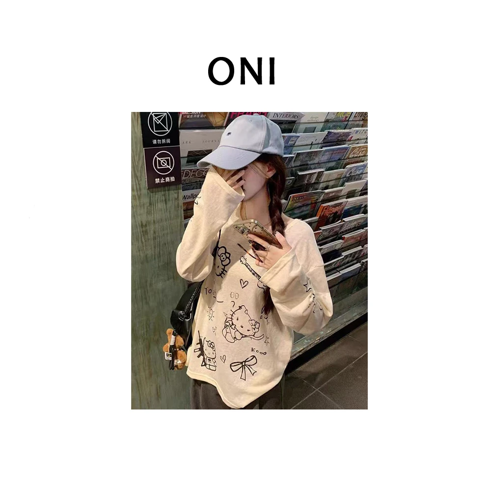 OUNI “ Kitty主义 “ 韩单~设计感慵懒宽松防晒T恤-