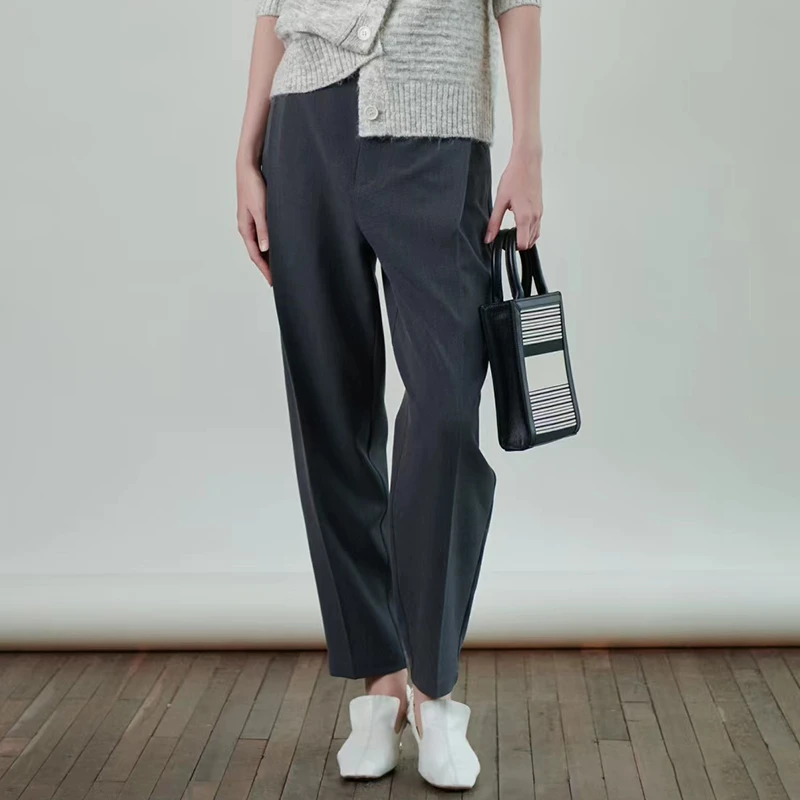 38510【碧K系列】深灰色显瘦休闲裤LA5163