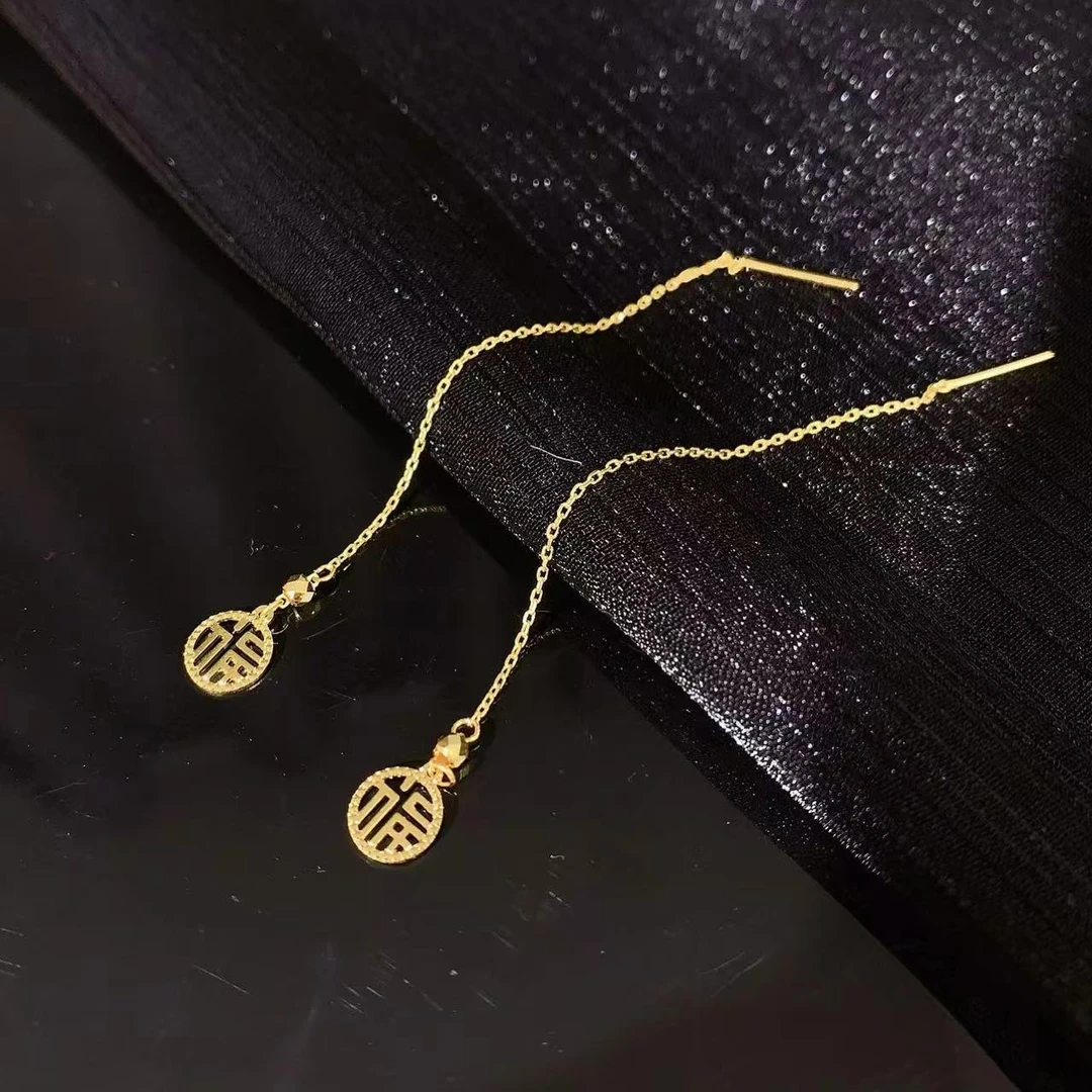 【伟新源】足金999 5G工艺 福牌耳线1.28克