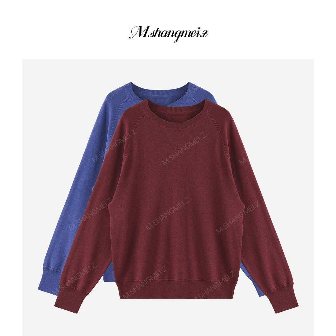 M.SHANGMEI.Z/沐熙【红蓝cp】美大哥明线装饰百搭圆领卫衣X072855