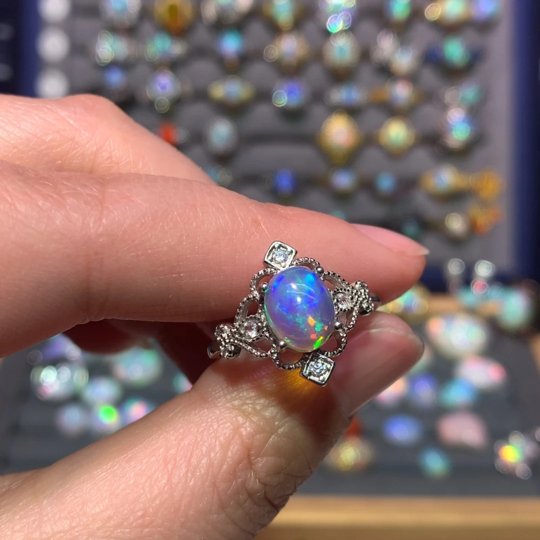 银S925镶嵌欧泊戒指款式