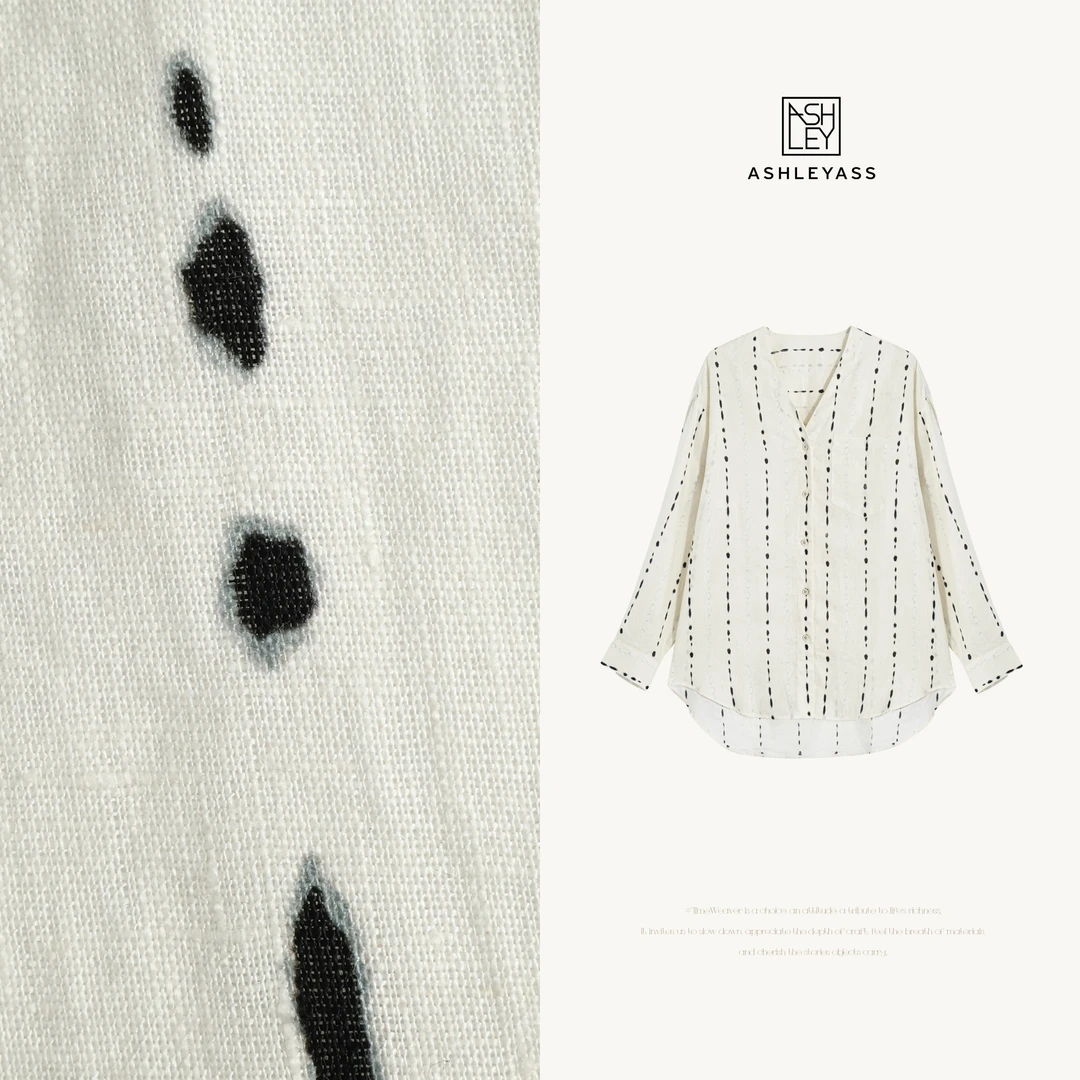 ashleyass“春和景明”秋季时尚印花透气性长袖衬衫LSS240948S