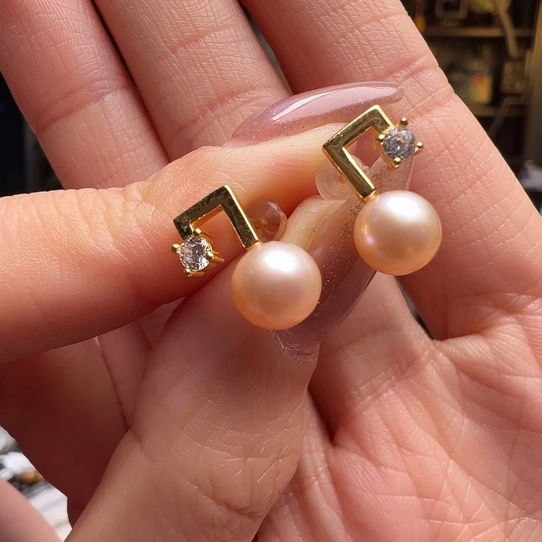 银S925镶嵌淡水珍珠戒圈HR005。