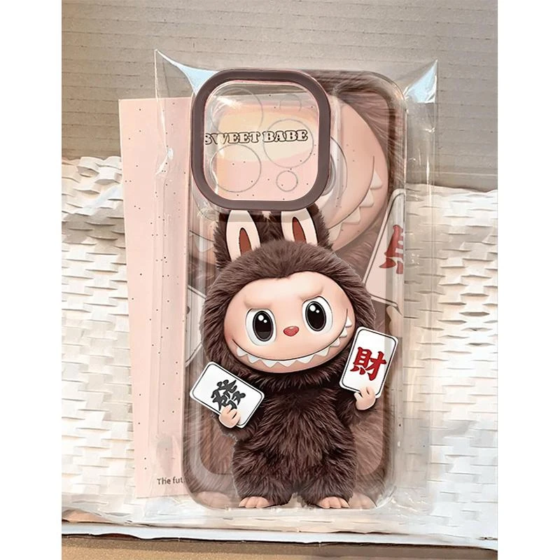 奥菲顿棕框发财拉布布适用iPhone16苹果手机壳oppo华为小米vivo套