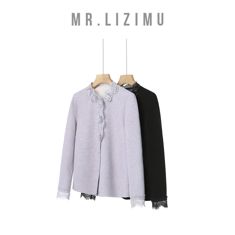 李子木先生蕾丝拼接立体花朵针织衫新款2025春季爆款针织衫D5325