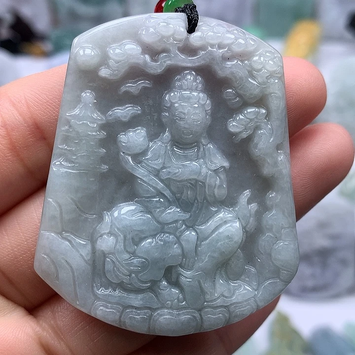 翡翠未镶嵌颈饰文殊菩萨福利