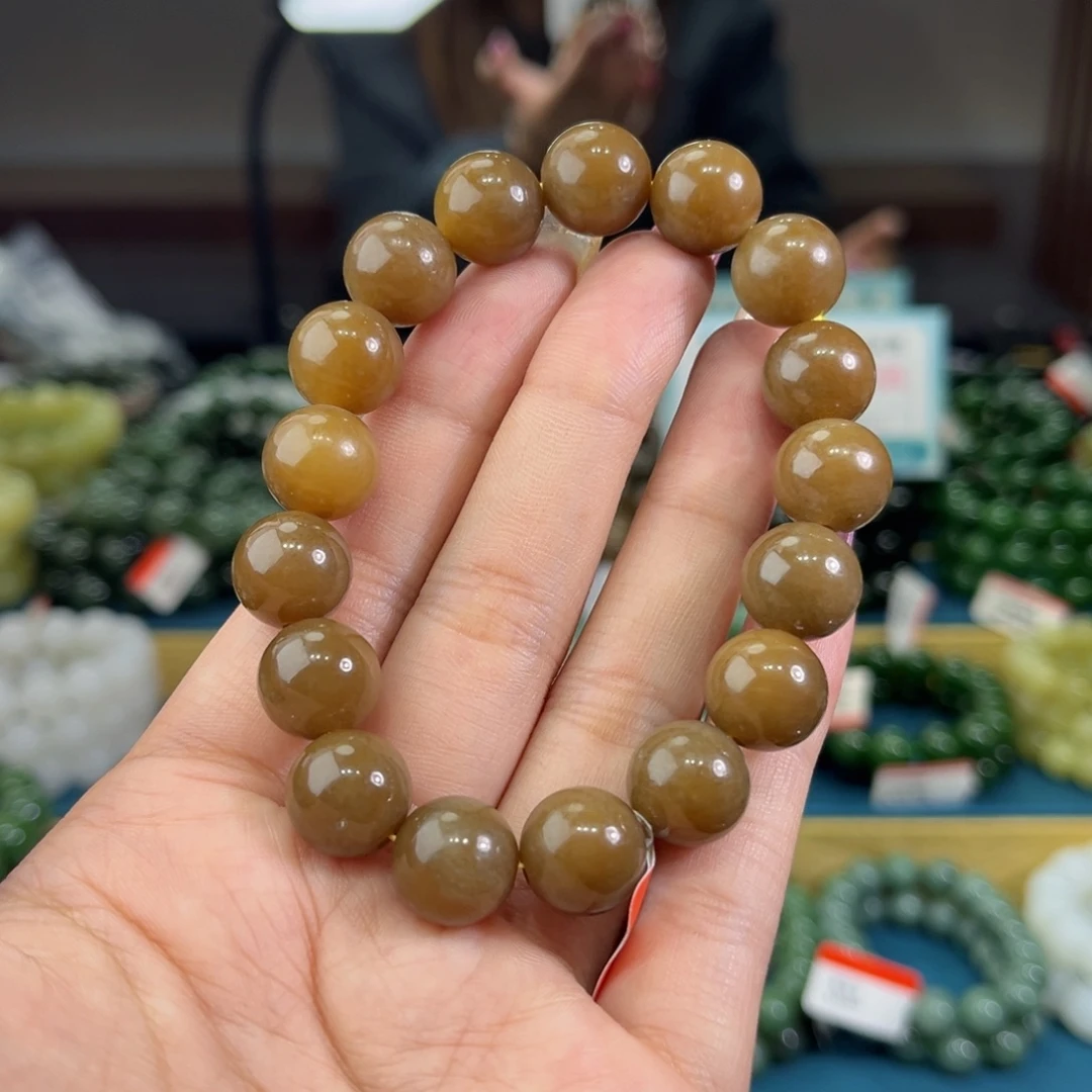 陈***师未镶嵌手链和田玉纯天然和田玉新疆且末金山糖12
