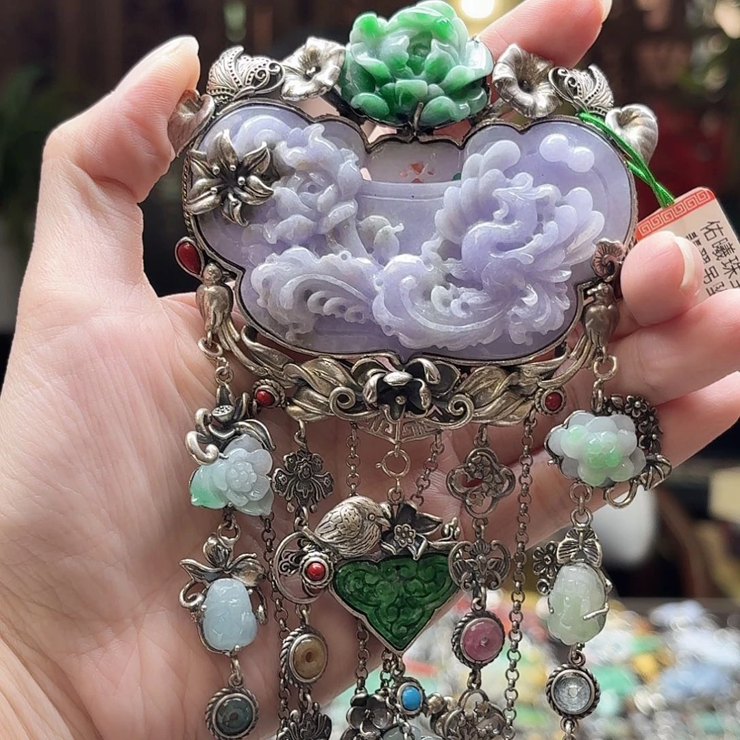 翡翠银S925镶嵌吊坠(不含链)吊坠