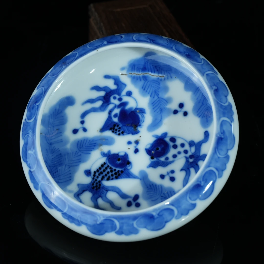 lot14965 4693 清晚期 青花金玉富贵镗锣洗 D:12.5