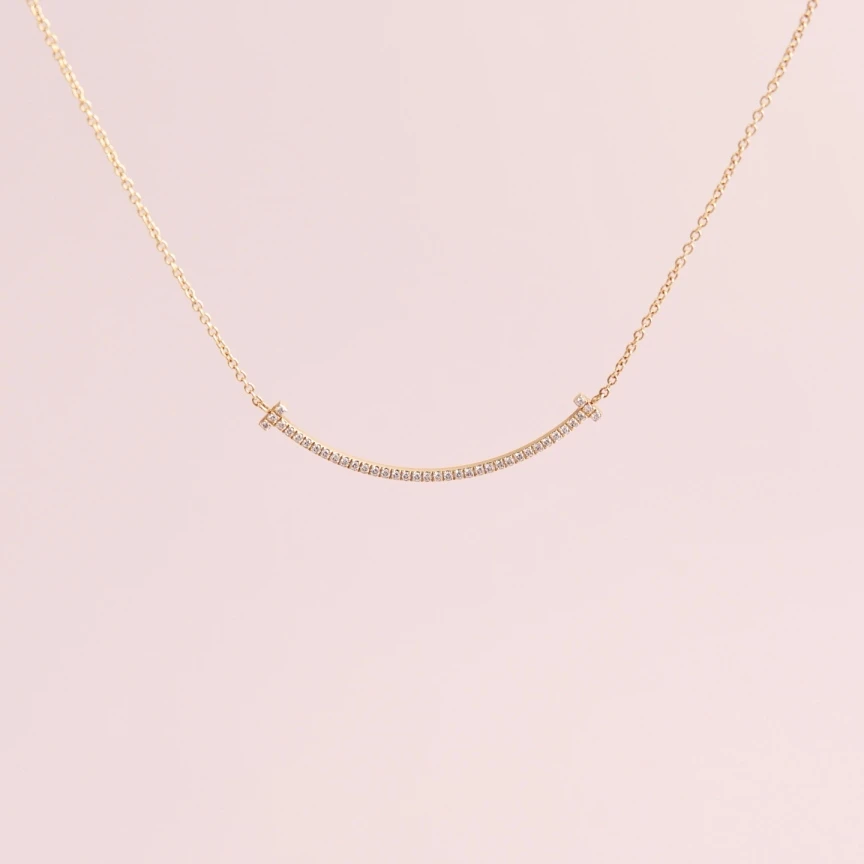 99新 Tiffany & Co./蒂芙尼 满钻笑脸项链小号/链长37cm/8399
