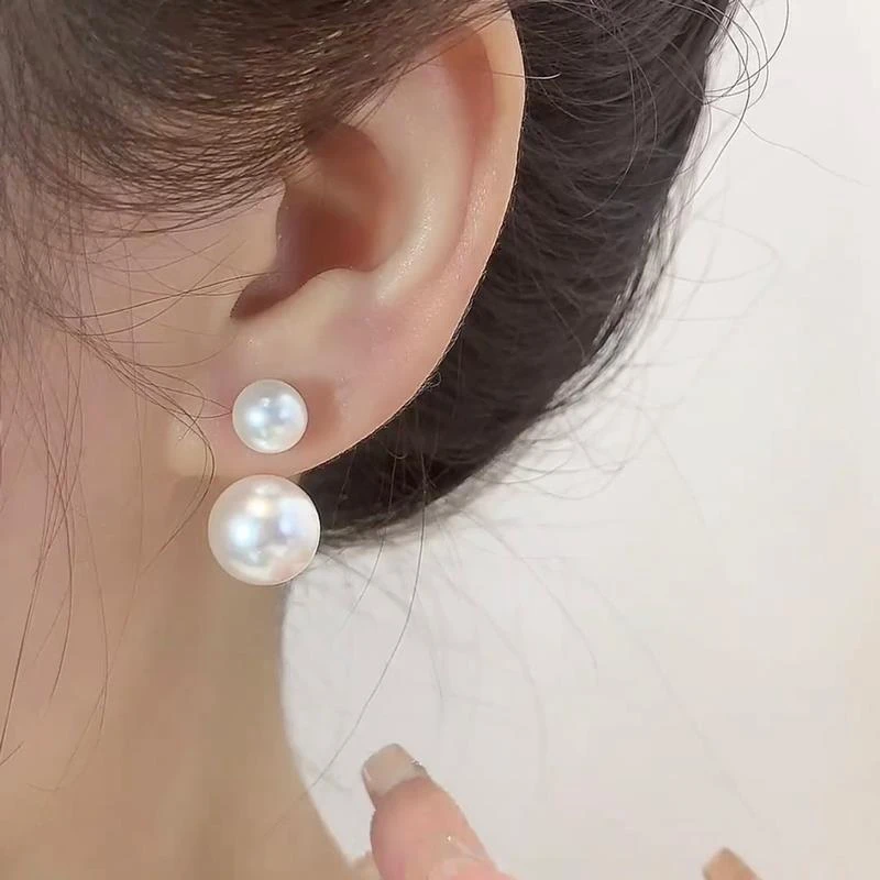 SAPTEFAMOU 925银耳饰 小清新前后戴珍珠耳钉女独特高级气质百搭