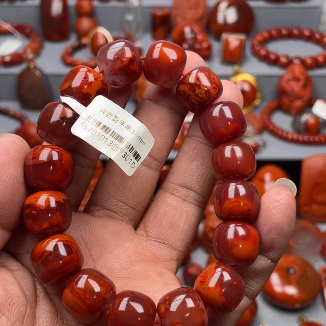 南红玛瑙未镶嵌珠宝奇石单圈14