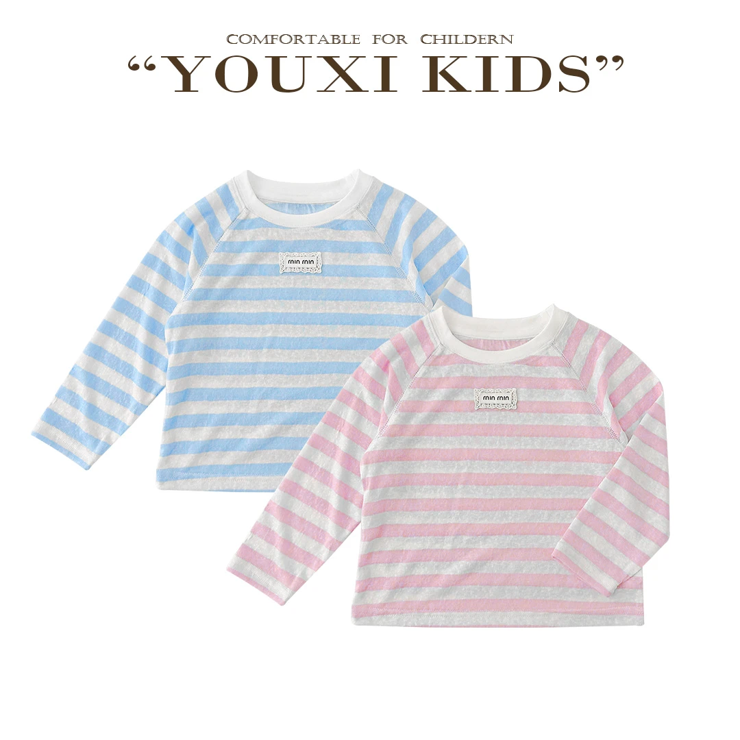 现飞飞家·夏日清风 新款夏亲子夏季条纹休闲宽松罩衫长袖T FF2680