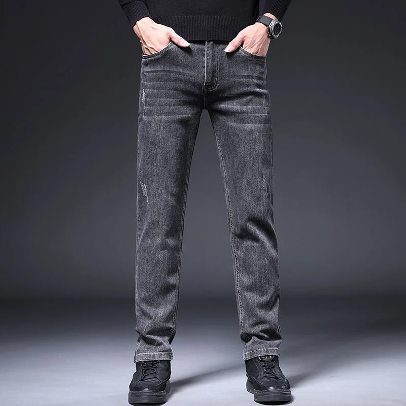 2025夏季新款男士牛仔裤直筒修身弹力小脚时尚商务通勤百搭长裤子