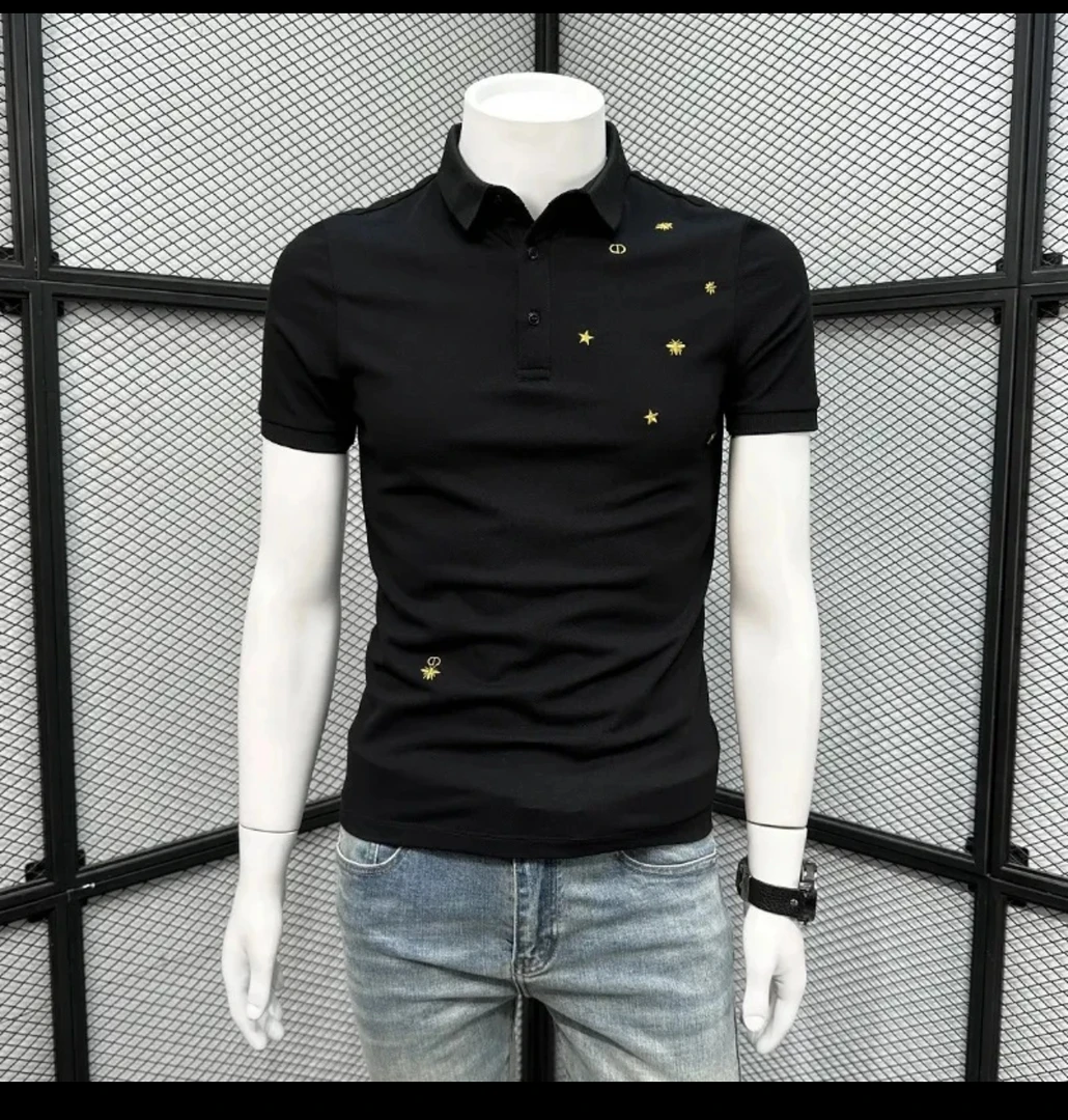夏季新款潮牌个性印花翻领短袖polo衫男士轻奢休闲百搭透气打底衫