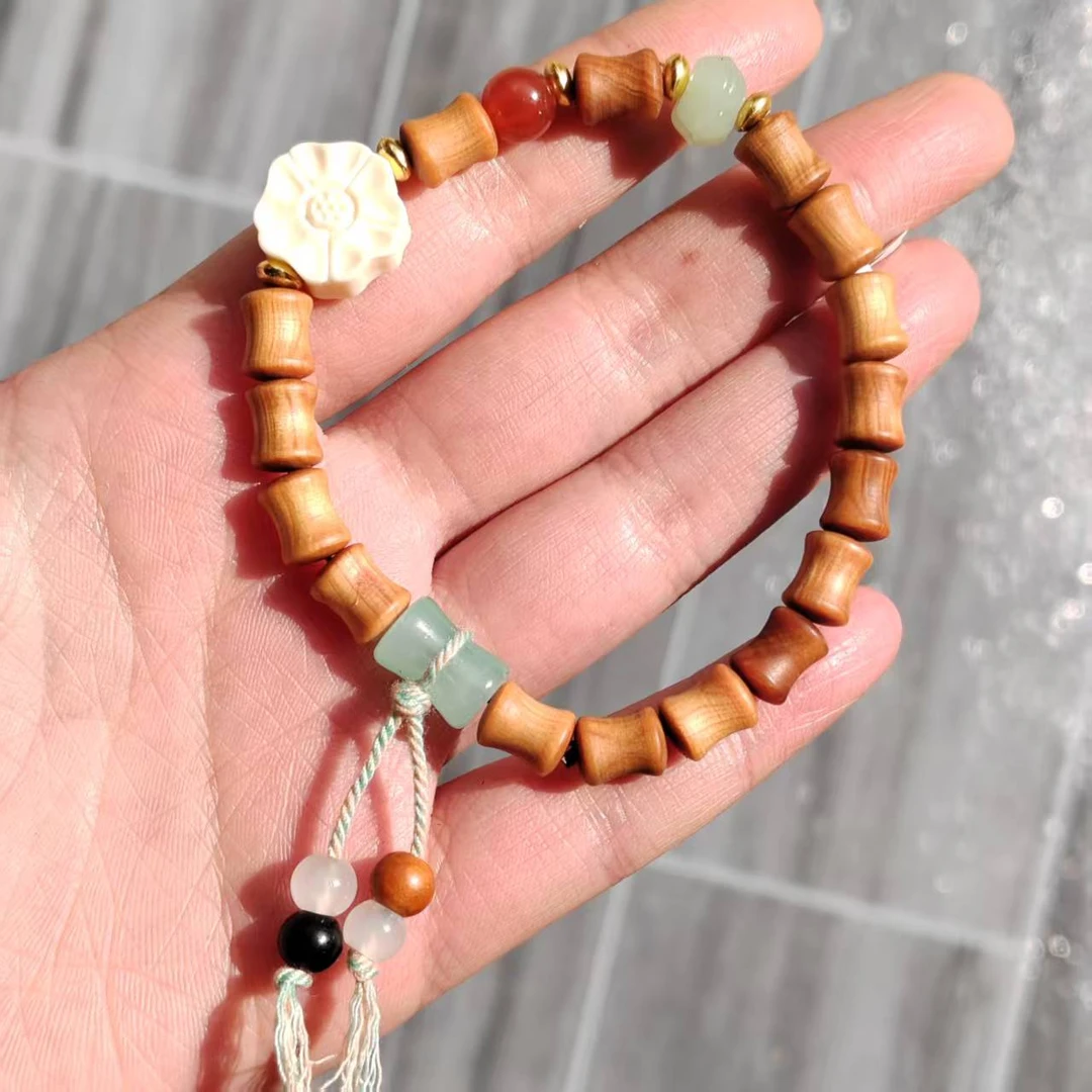 崖柏竹节形状卡7x9单圈手串柏木无礼盒 178