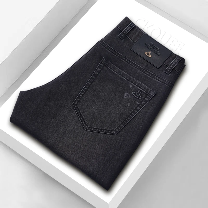 CKOUEE春夏高定尊贵大气轻奢男士商务舒适休闲牛仔裤修身时尚百搭