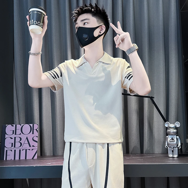 休闲简约薄款短裤夏季套装水洗休闲风时尚套装短袖2025新款男套装