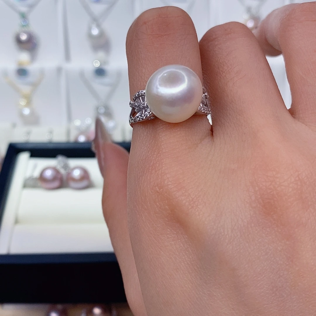 戒指银S925镶嵌淡水珍珠12➕