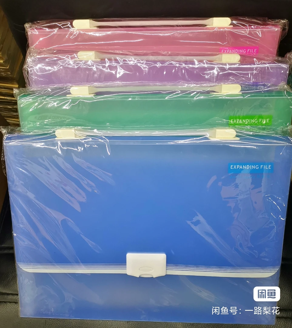 得力5564风琴包A4手提文件包透明塑料四色可选文件包公文包