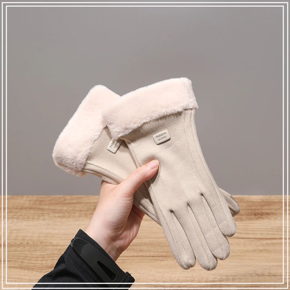 韩版加绒保暖手套女士冬季加厚骑行可爱手套骑车防寒手套防风骑车