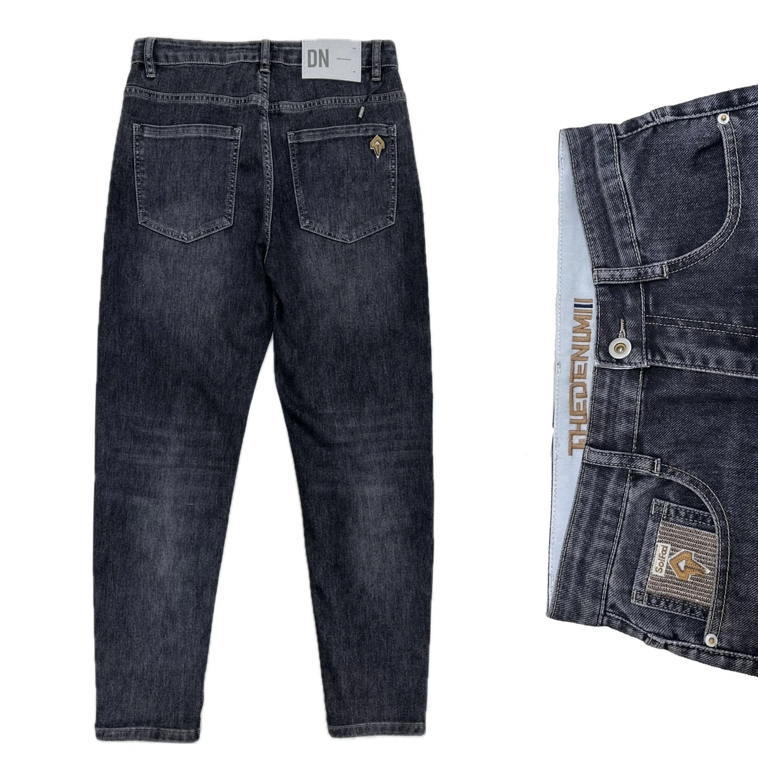 【树邦实体品质】夏季新品莱赛尔男士百搭弹力微锥小直筒牛仔长裤