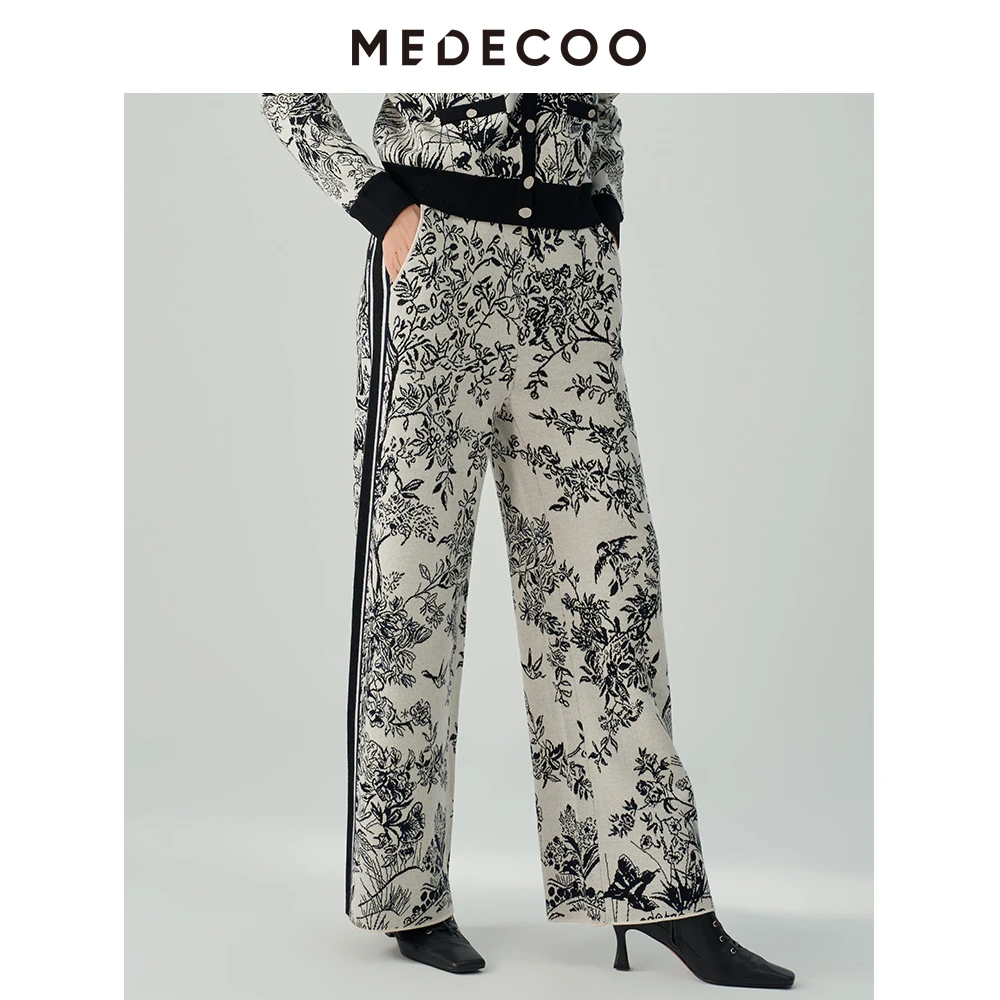 【妍妍专属】墨蒂珂冬新款印花针织长裤休闲阔腿裤MHD40503