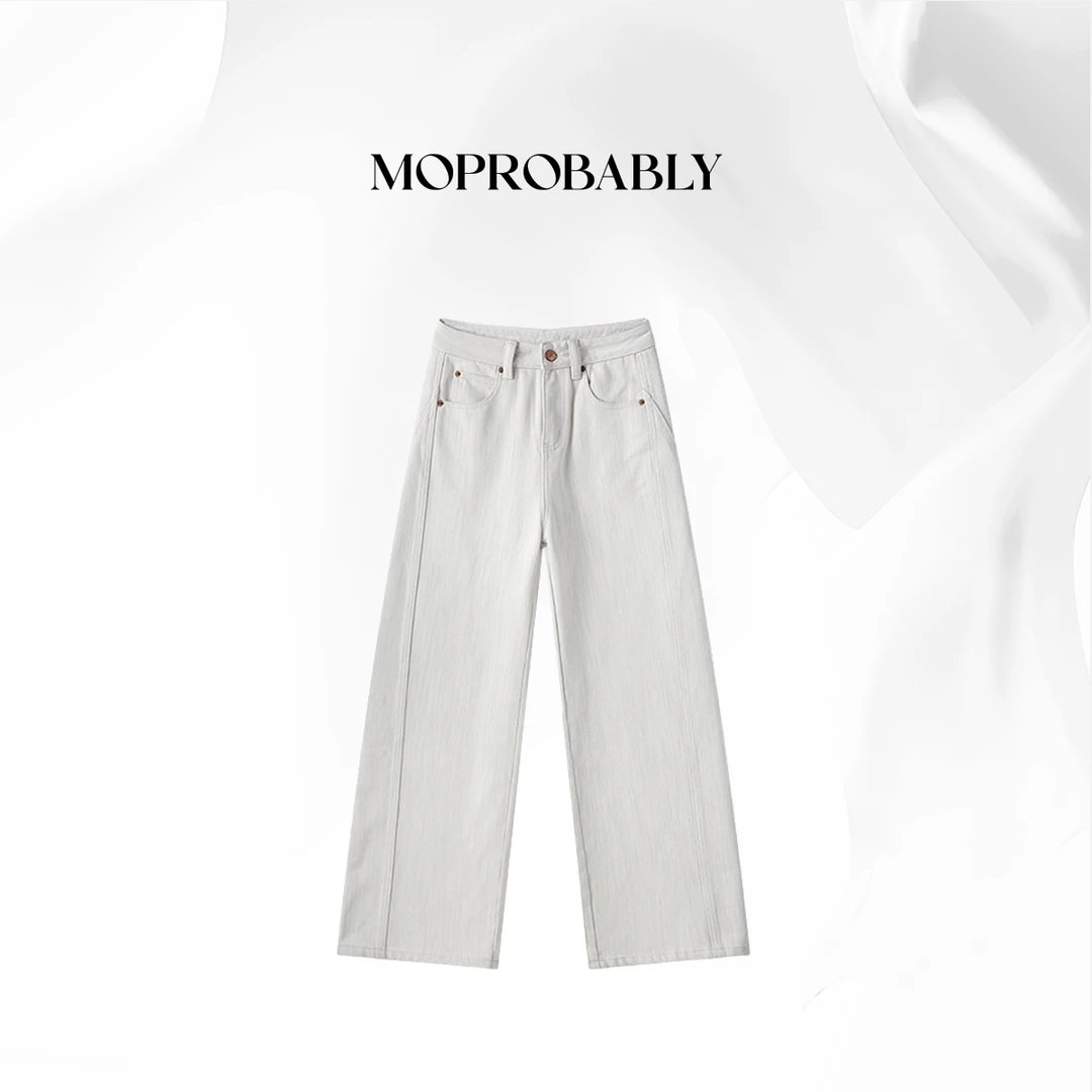 Moprobably贝贝「印记」时尚休闲抓绒水洗直筒牛仔裤L4473398