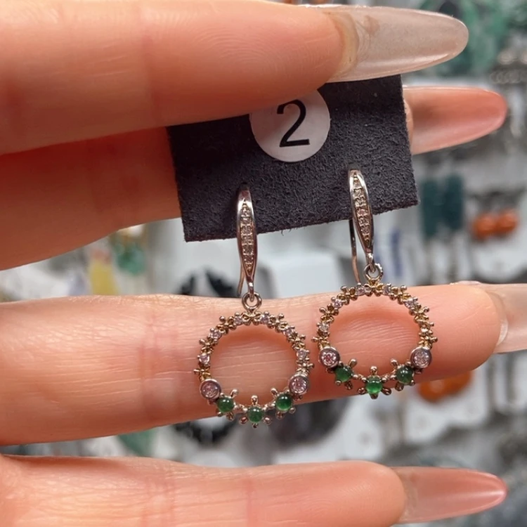 【闪购商品】翡翠耳饰银S925镶嵌耳饰